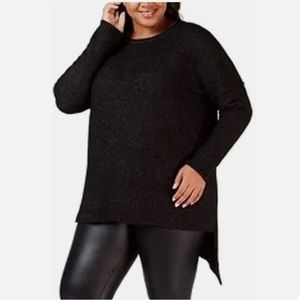 NY Collection Plus Size 2X Black Asymmetrical Hem Pull Over Sweater NWT